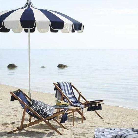 Wholesale Outdoor Portable Low Garden Adjustable Nylon Lounge Fabric Sea Umbrella Wood Fold Beach Chair