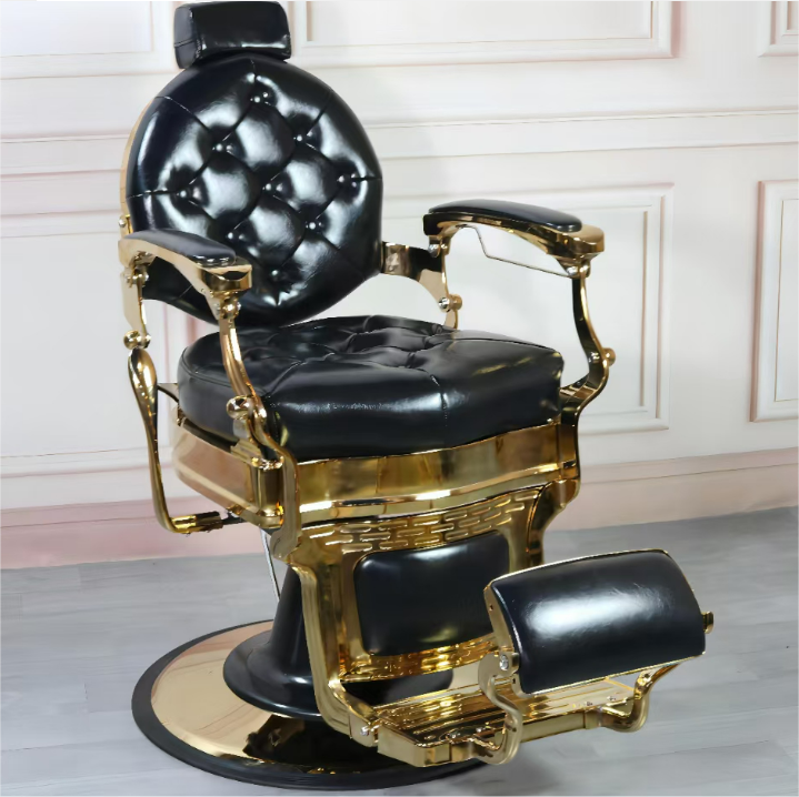 Modern Luxury High Beauty Quality Leather Hair Black Portable Barber Shop Metal Salon Barber Chair