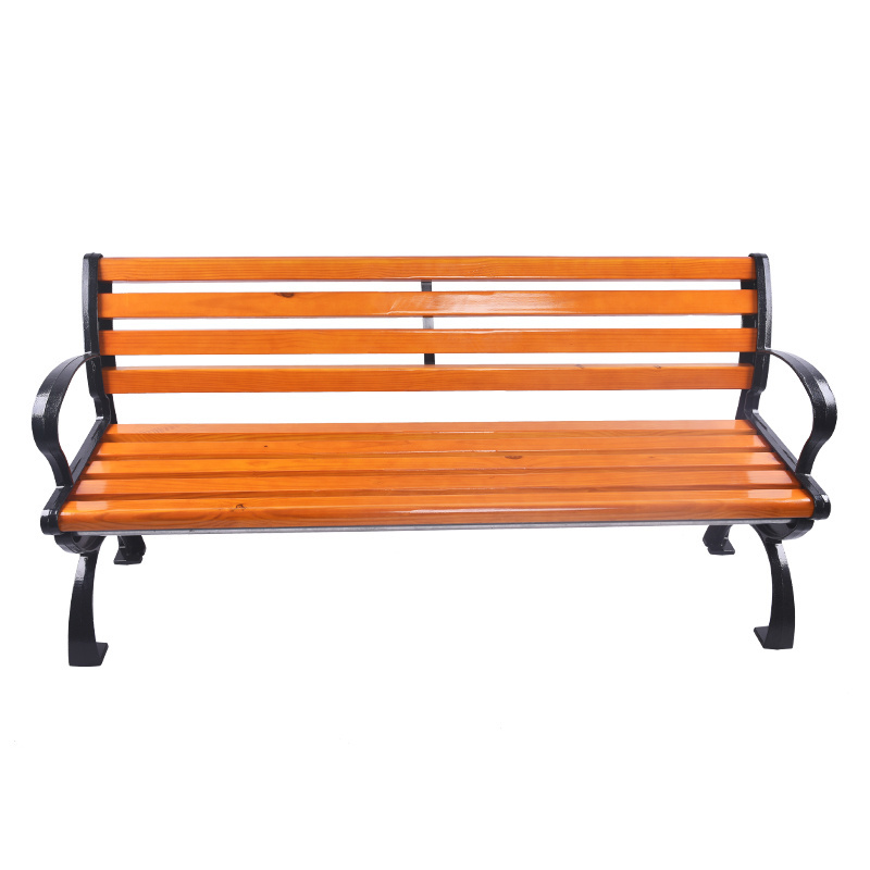 outdoor waterproof courtyard double solid wood bench park bench frame cast iron garden bench