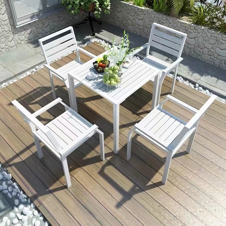 Outdoor Rattan wicker rope garden patio plastic wood dining table furniture set