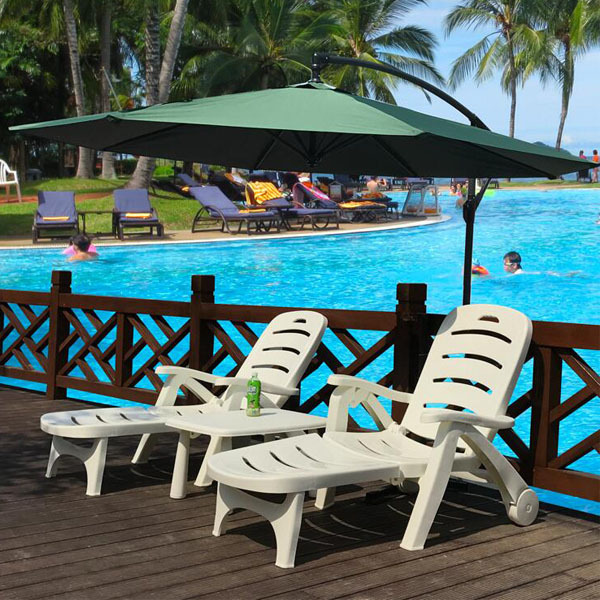 Beach cabana hotel swimming pool plastic lounge outdoor chair