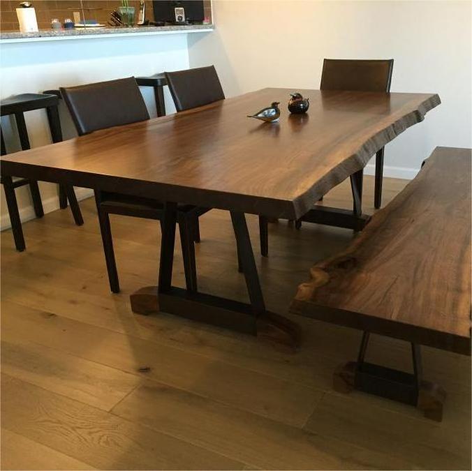 China supplier natural raw slab walnut bubinga acacia suar table top live edg wood  dining table wood slab