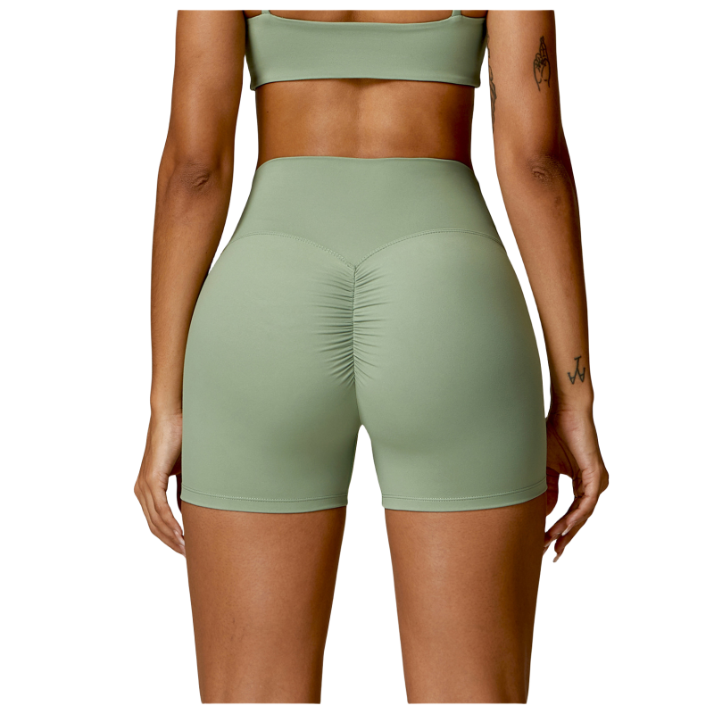 Nylon Spandex High Waist Sports Shorts Tummy Control Lift Up Butt Running Fitness Scrunch Slimming Yoga Shorts For Women