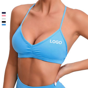 Custom Crop Top Gym Sports Bra Adjustable Halter Bra Yoga Workout Clothes Fitness Underwear Ladies Yoga Bra