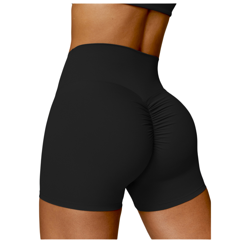 Nylon Spandex High Waist Sports Shorts Tummy Control Lift Up Butt Running Fitness Scrunch Slimming Yoga Shorts For Women