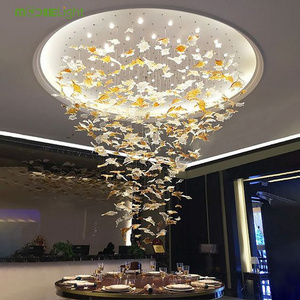 Custom Staircase Chandelier Lighting Clear Glass Entry Hall Light fixtures Large Modern Chandelier for Living Room