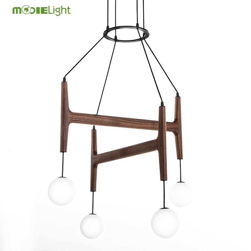 Wood Astra Suspension Lights Rustic White Glass Designer Astra Multi Bulb Hanging Light Fixtures for Living Room