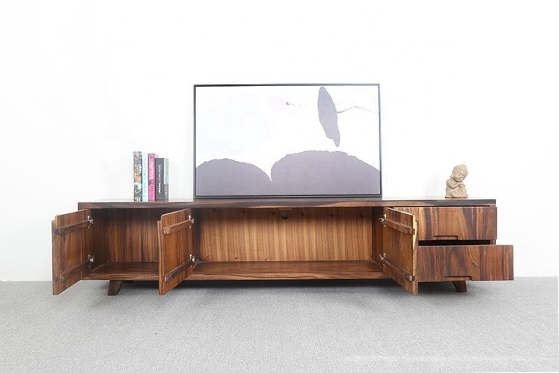 Nordic style living room cabinet 2 meter walnut wood TV stand