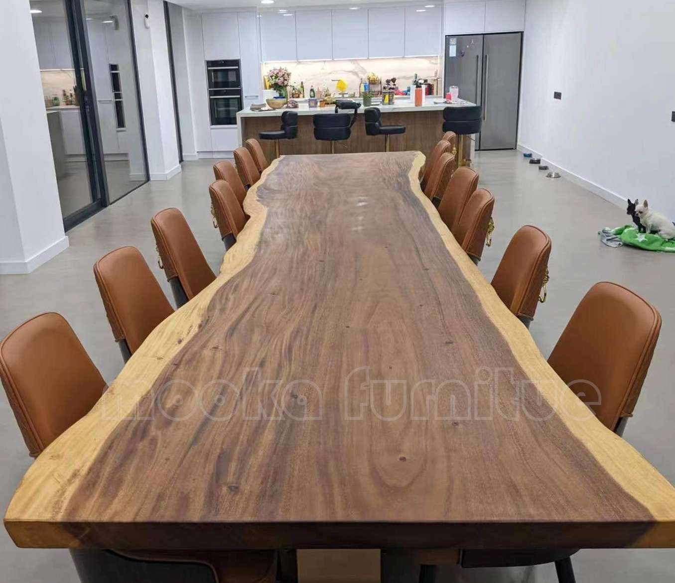 Large size irregular shaped wood dining table top live edge solid walnut wood slab