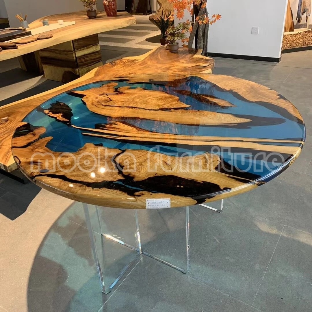 Amazing whole house customized high-quality solid wood resin table unique river epoxy resin dining table