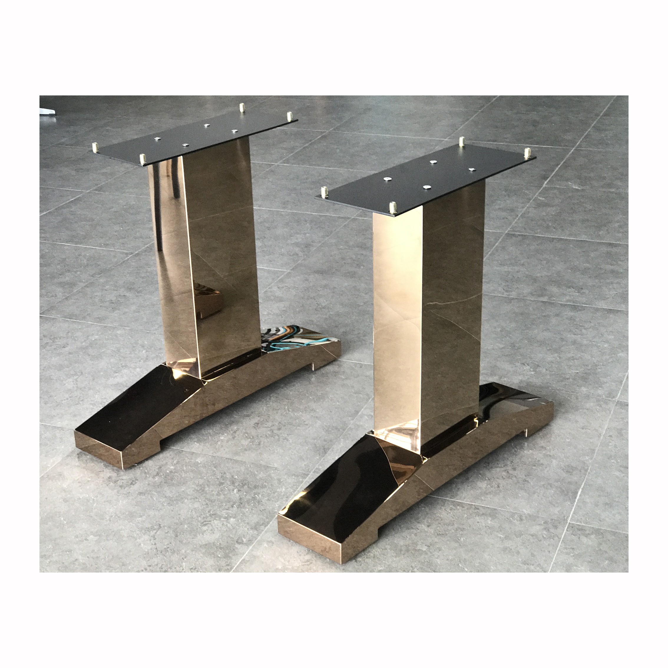 Rose gold stainless steel dining table base in stock table leg