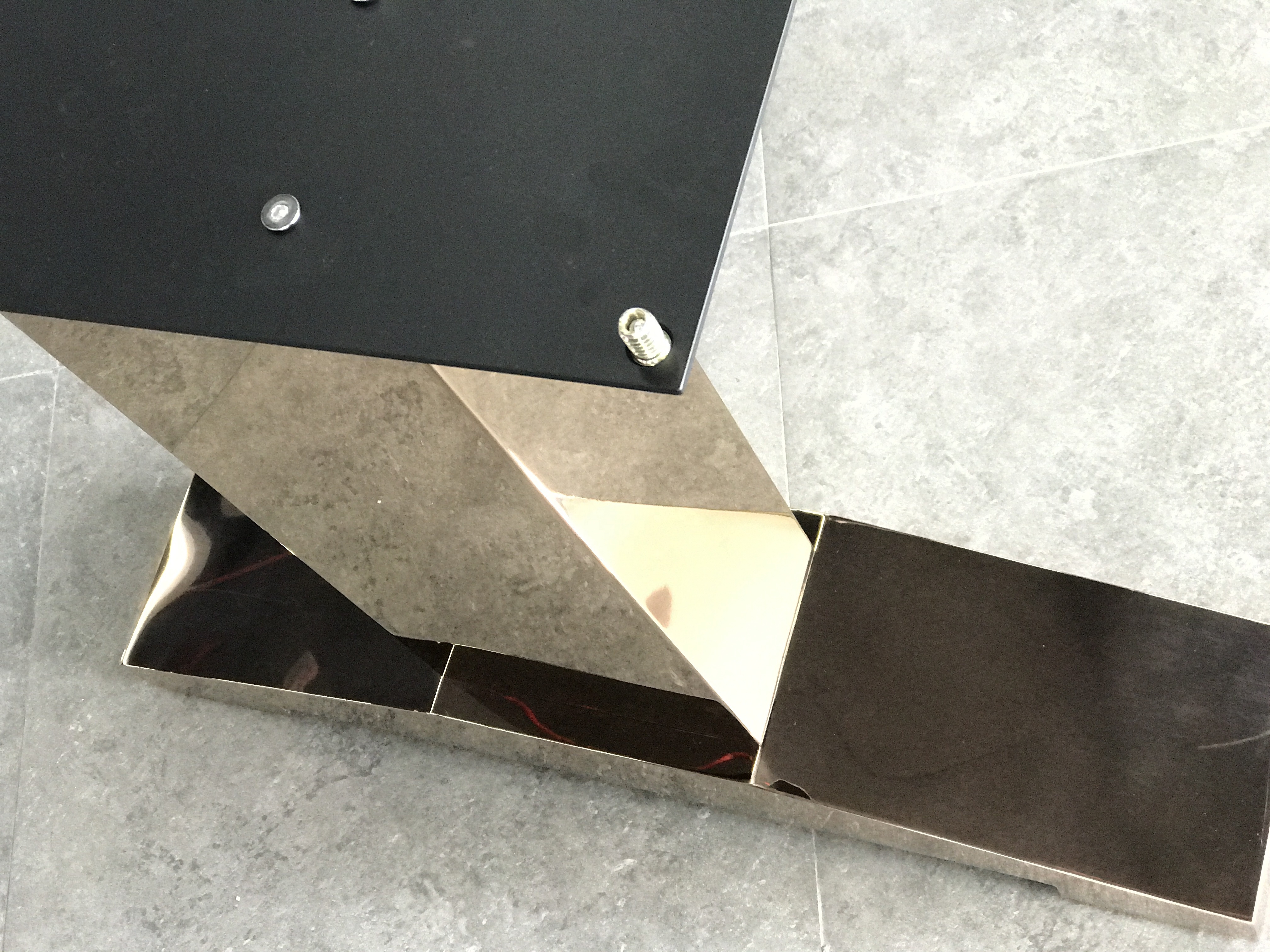 Rose gold stainless steel dining table base in stock table leg