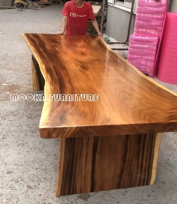 Large size irregular shaped wood dining table top live edge solid walnut wood slab