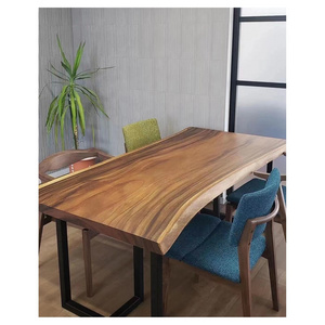 Large size irregular shaped wood dining table top live edge solid walnut wood slab