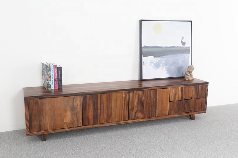 Nordic style living room cabinet 2 meter walnut wood TV stand