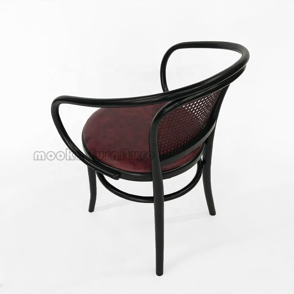 2019 luxury restaurant furniture rattan back PU leather upholstered solid beech wood thonet bentwood chair