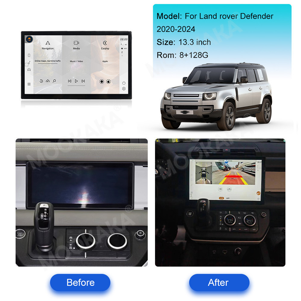 Qualcomm No Coding 13.3 Inch Car Radio For Land Rover Defender 2020-2024 Car Video Player CarPlay GPS Navi Head Unit Car Tuning