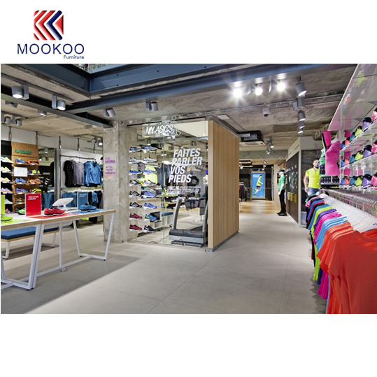 Customized Modern Sportswear Shop Interior Design Ideas Sport Cloth Display Stand Cloth Kiosk