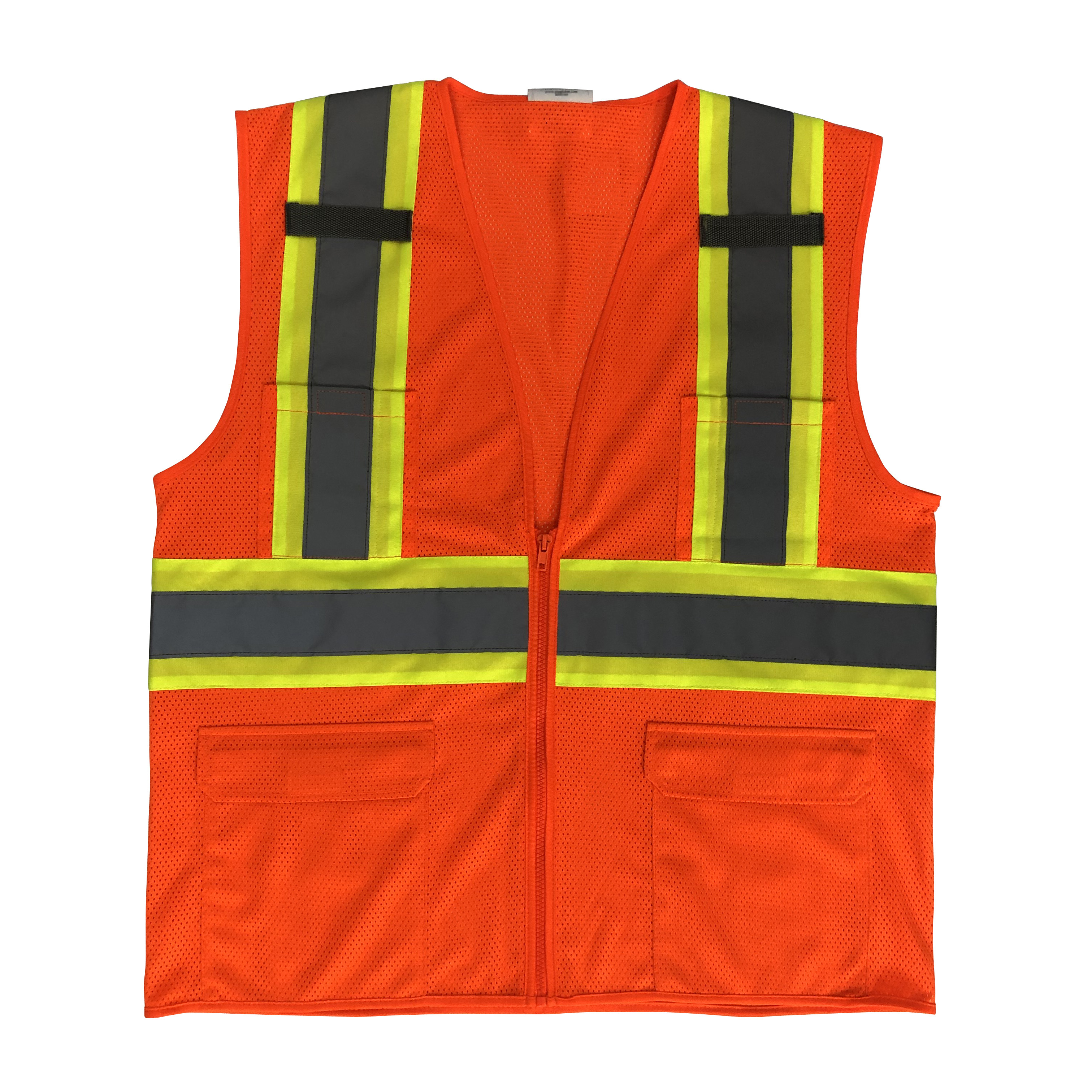 Hi-Vis Neon Reflective Safety Running Vest Zipper Front Reflect Fluorescent Visibility Work Class 2 Safety Vest