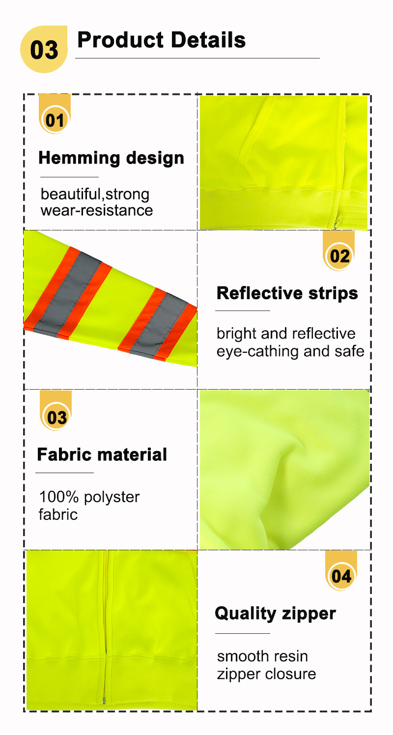 Mens High Visibility Reflective Workwear High Vis Jumper Reflective Saftey Clothing Workwear Construction Hi Viz Jacket