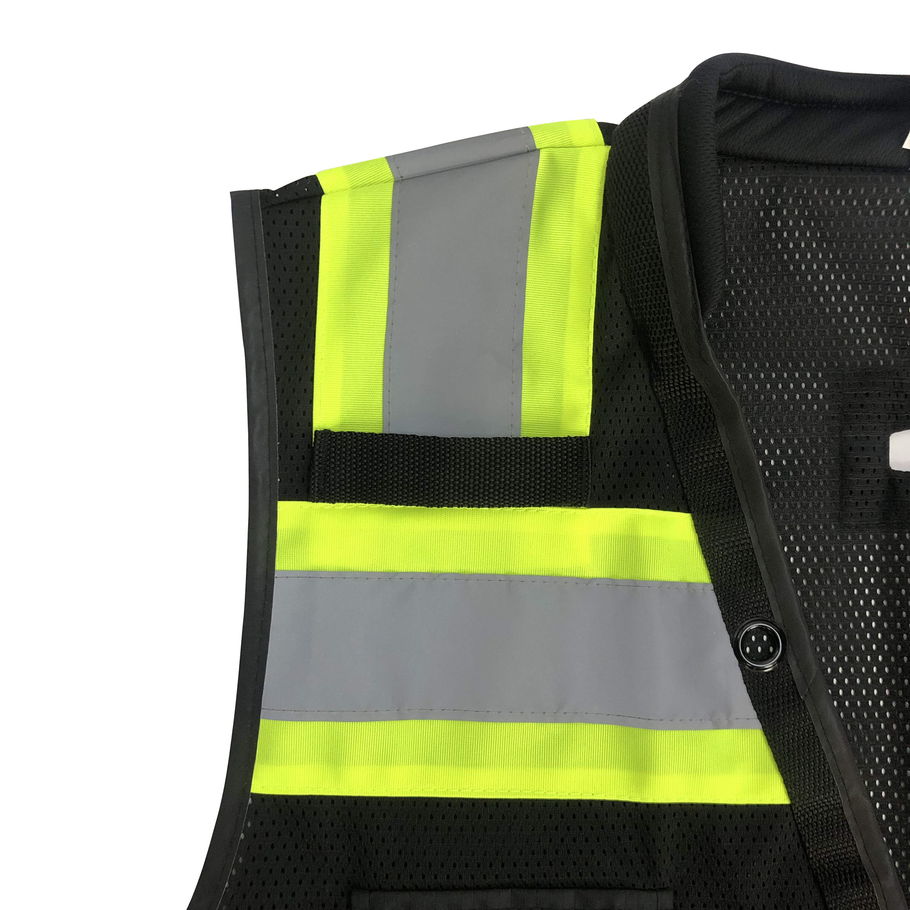 China Mesh Hook Loop Safety Vest Reflector Security Vest Work Hi Vis Reflective Black OEM Customized Vest