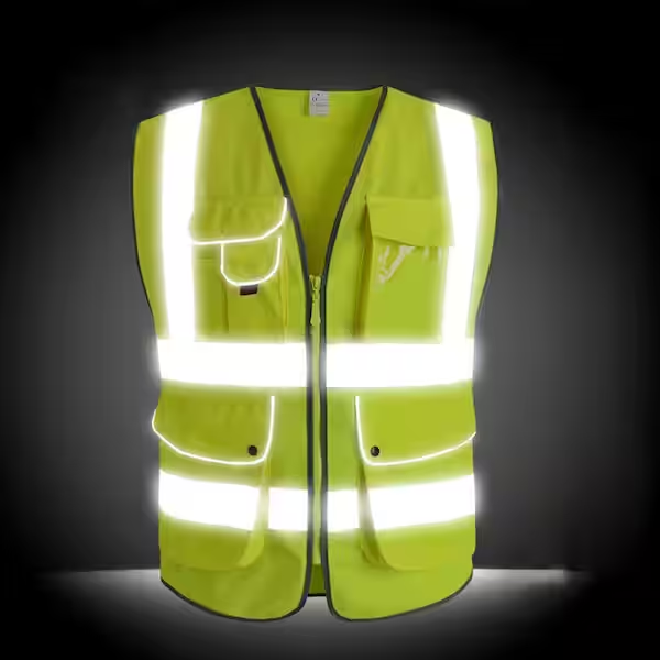 2023 Customized Safety Reflective Strip Mesh Breathable Multi-pocket Traffic Mesh Fabric Work Reflective Safety Jacket Vest