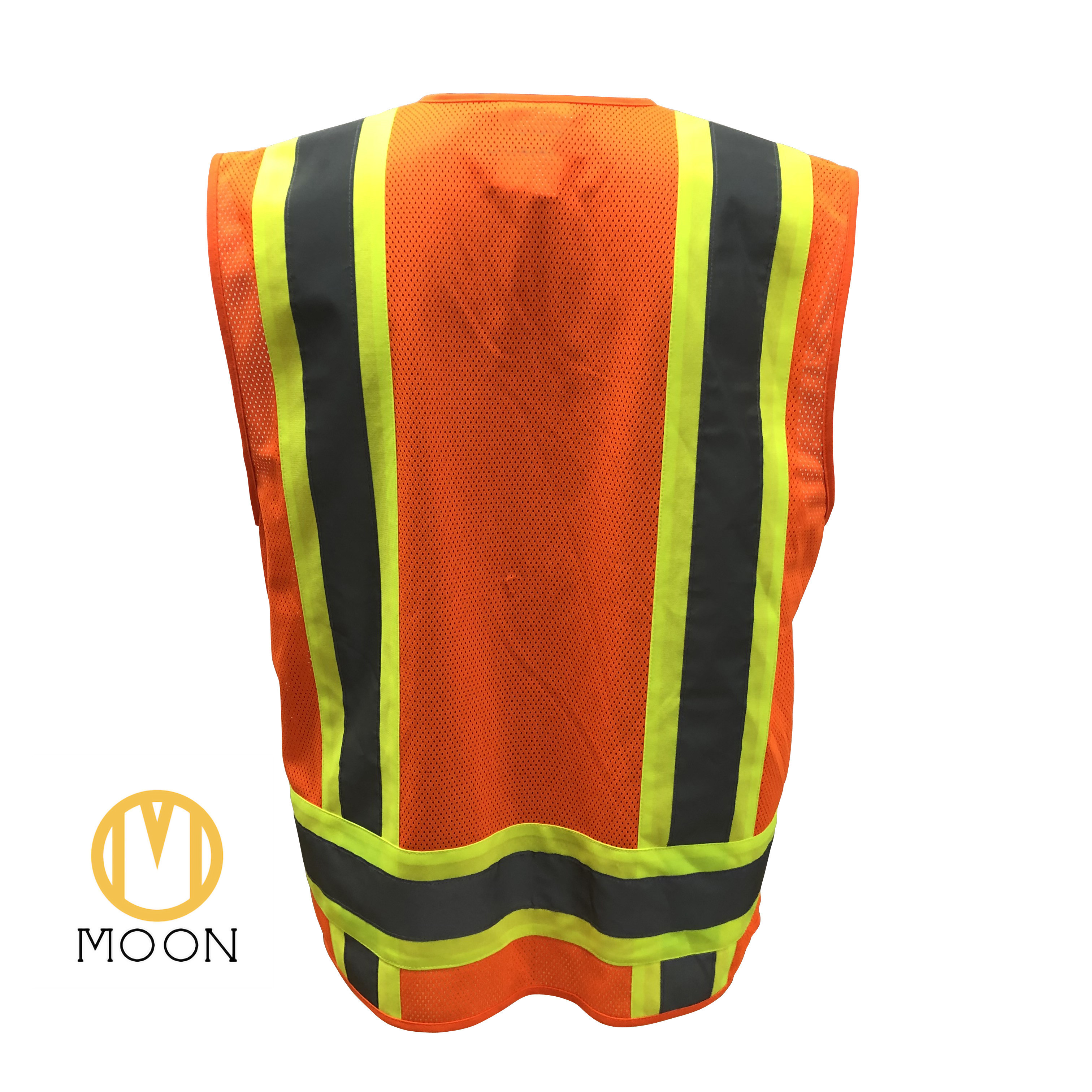 American Style Hi Vis Safety Vest Construction Workers Orange Reflective Vest High Visibility 3M Reflective Vest