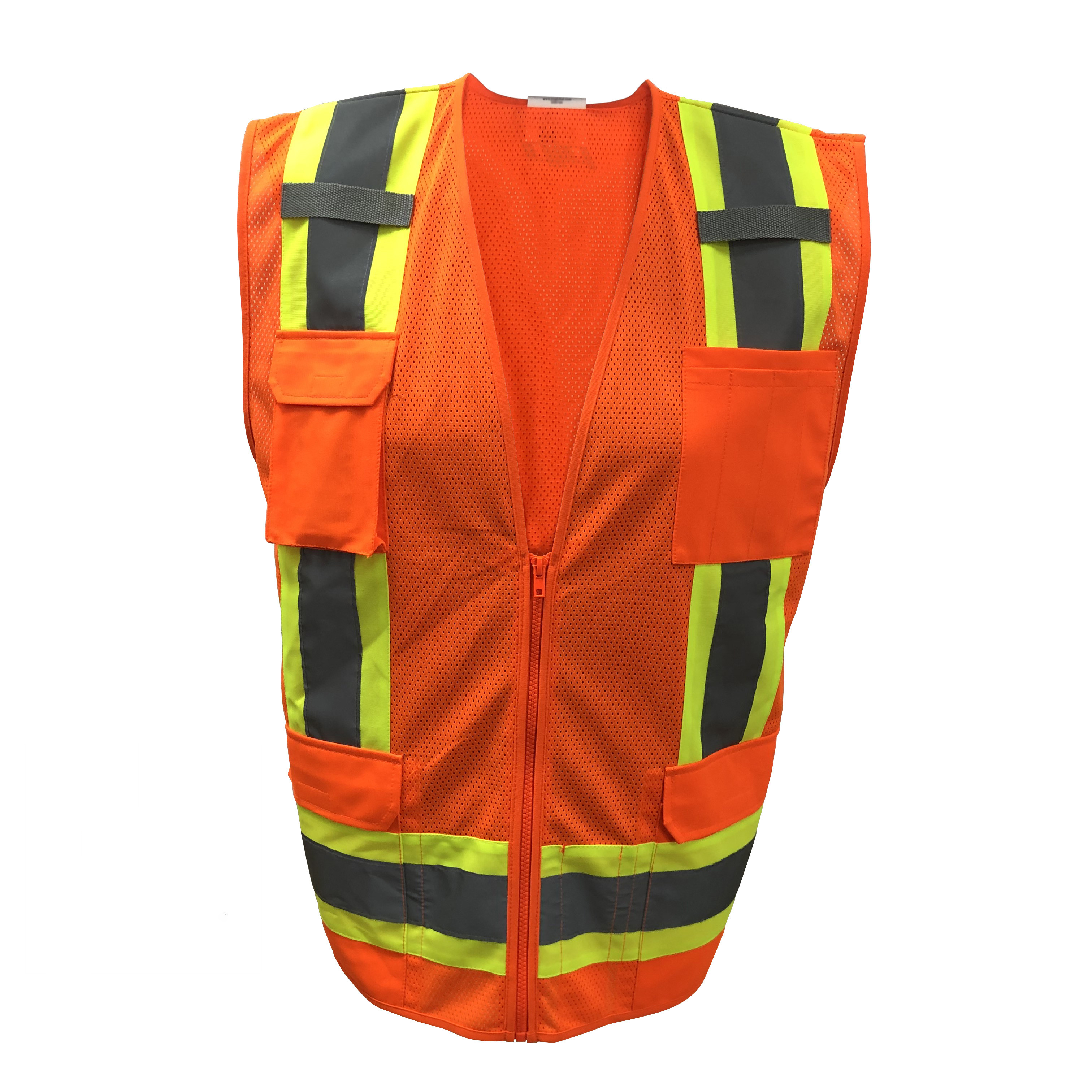 American Style Hi Vis Safety Vest Construction Workers Orange Reflective Vest High Visibility 3M Reflective Vest