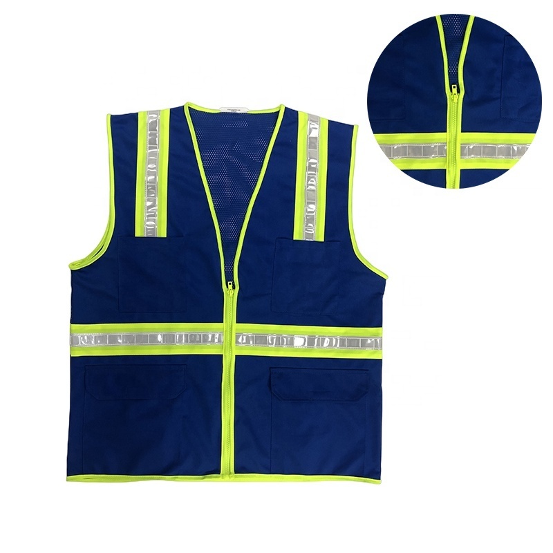 Factory Direct Sale High Visibility Reflective Safety Vest Blue Custom Work Vest