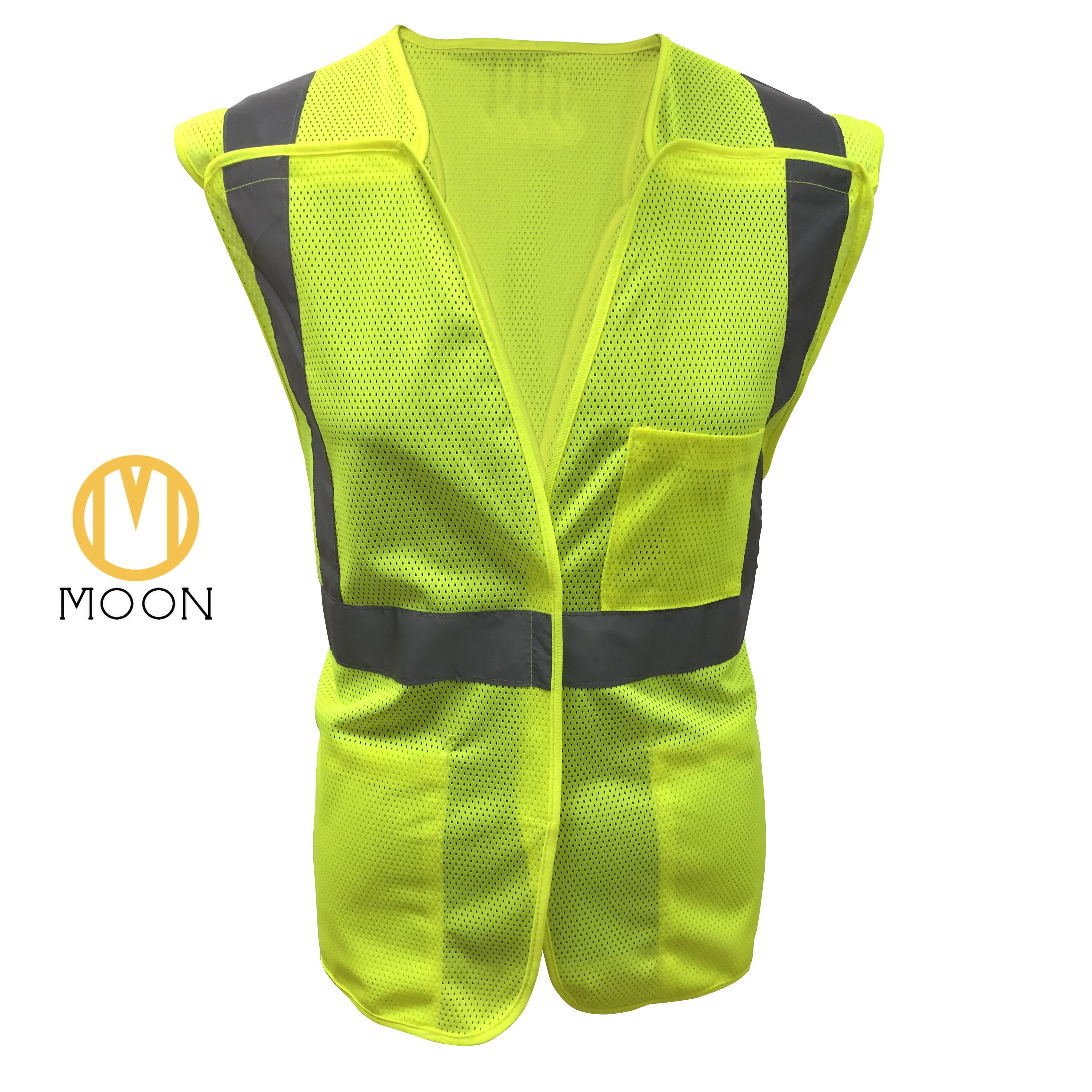 Hi Vis Reflective Logo Printed Safety Construction Geologist Polyester Mesh Foam Reflective Vest High Vis Vest 5 point breakaway