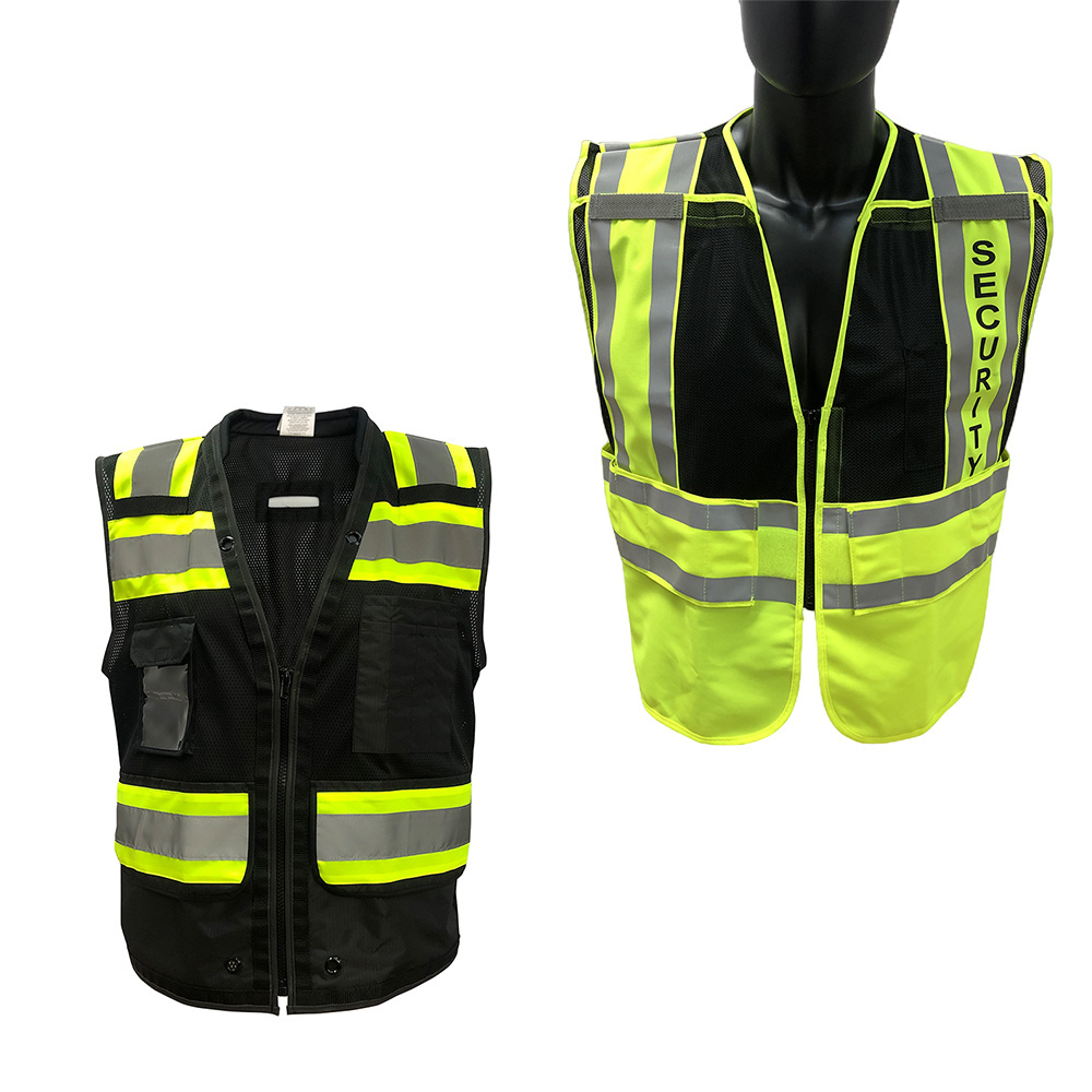 Reflective Safety Workwear Construction Tool Vest Security Reflective Strip Outside Running Safety Hi Vis Vest For Men