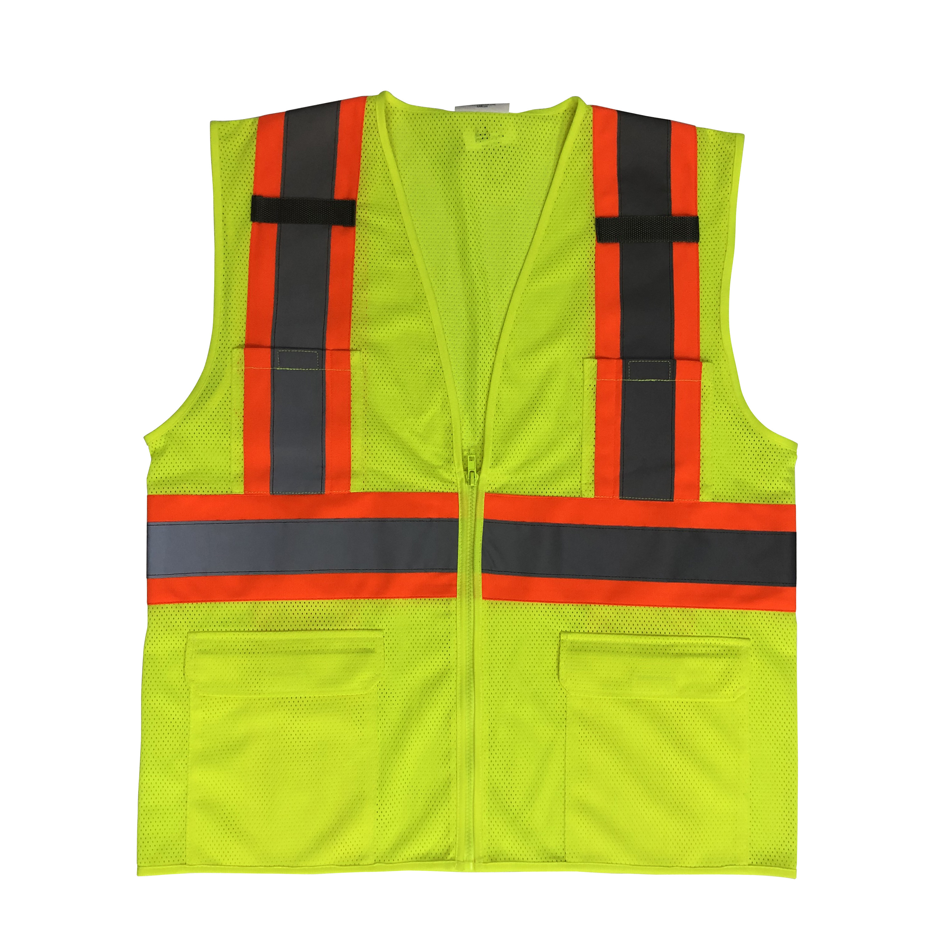 Hi-Vis Neon Reflective Safety Running Vest Zipper Front Reflect Fluorescent Visibility Work Class 2 Safety Vest