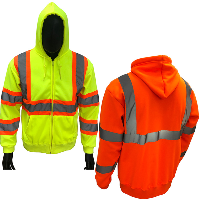 High Visibility Reflective Safety Clothing Wholesale Mens Anorak Padding Jacket With Hood 3M Reflective For Winter