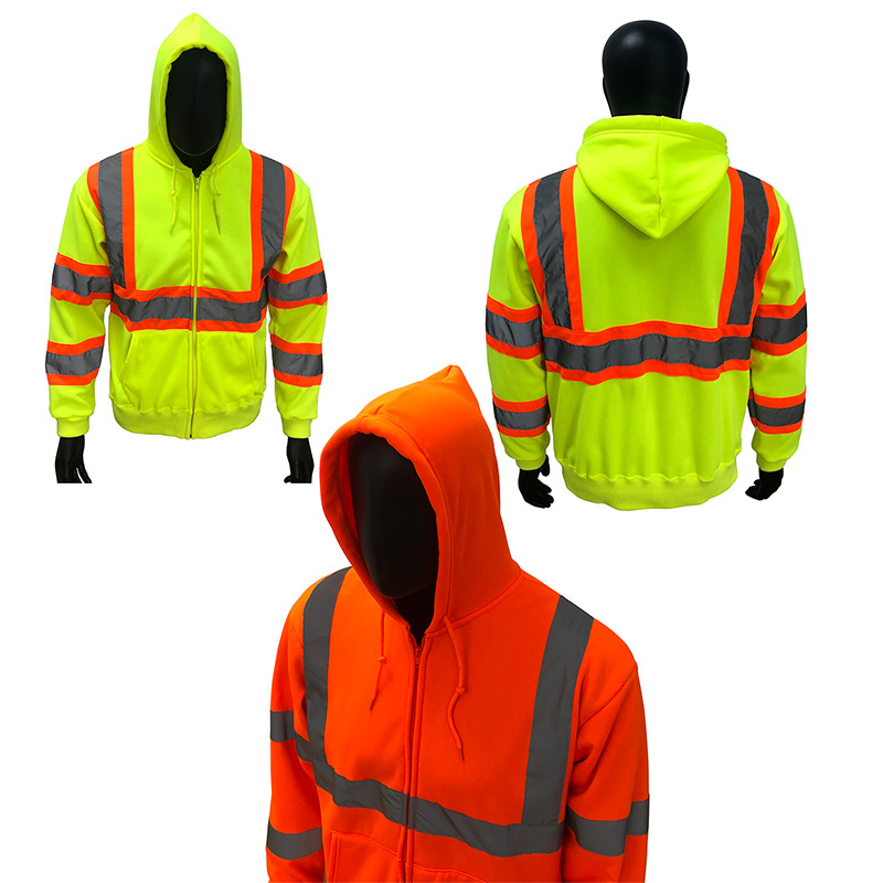 China Supply Hi Vis Saftey Hoodie High Visibility Safety Clothes Worker Reflective Safety Clothing