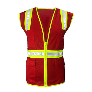 Custom Blue Red Pink Reflective Safety Vest High Visibility Class 2 Hi Vis Red Safety Vest For Construction