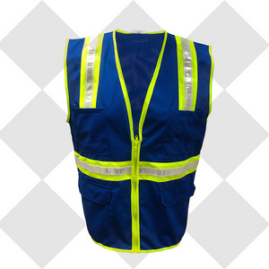 Ansi Class 2 High Visibility Vest Navy Blue Mesh Safety Vest High Quality Polyester Safety Vest Class 2