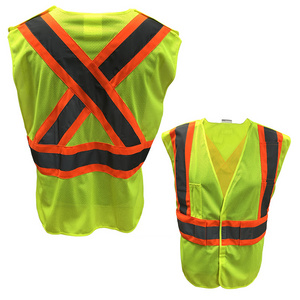 Custom Men Mesh Hi Vis Reflective Construction Vest Workwear Yellow Safety Vest Reflective X Reflective Vest