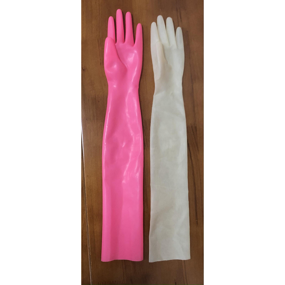 Unisex Latex Rubber Gloves Fetish Wrist Seamless Moulded Shoulder Length Long Gloves for Men Women with Bodysuit Catsuit Hoods