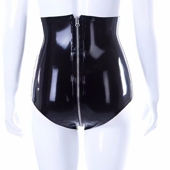 Sexy Black Latex Fetish Underwear Briefs Rubber Tanga Vaginal Condom Custom