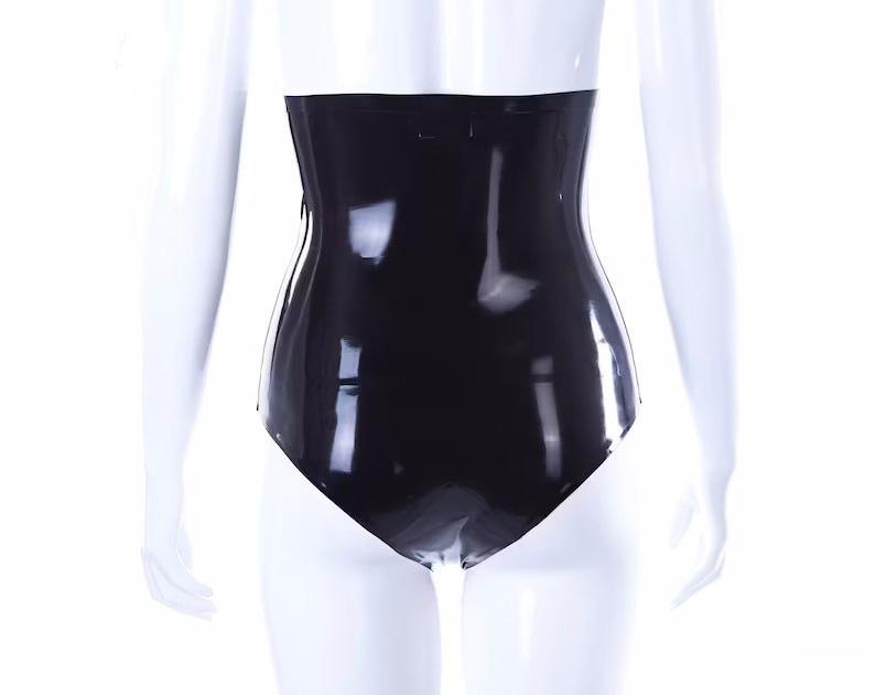 Sexy Black Latex Fetish Underwear Briefs Rubber Tanga Vaginal Condom Custom