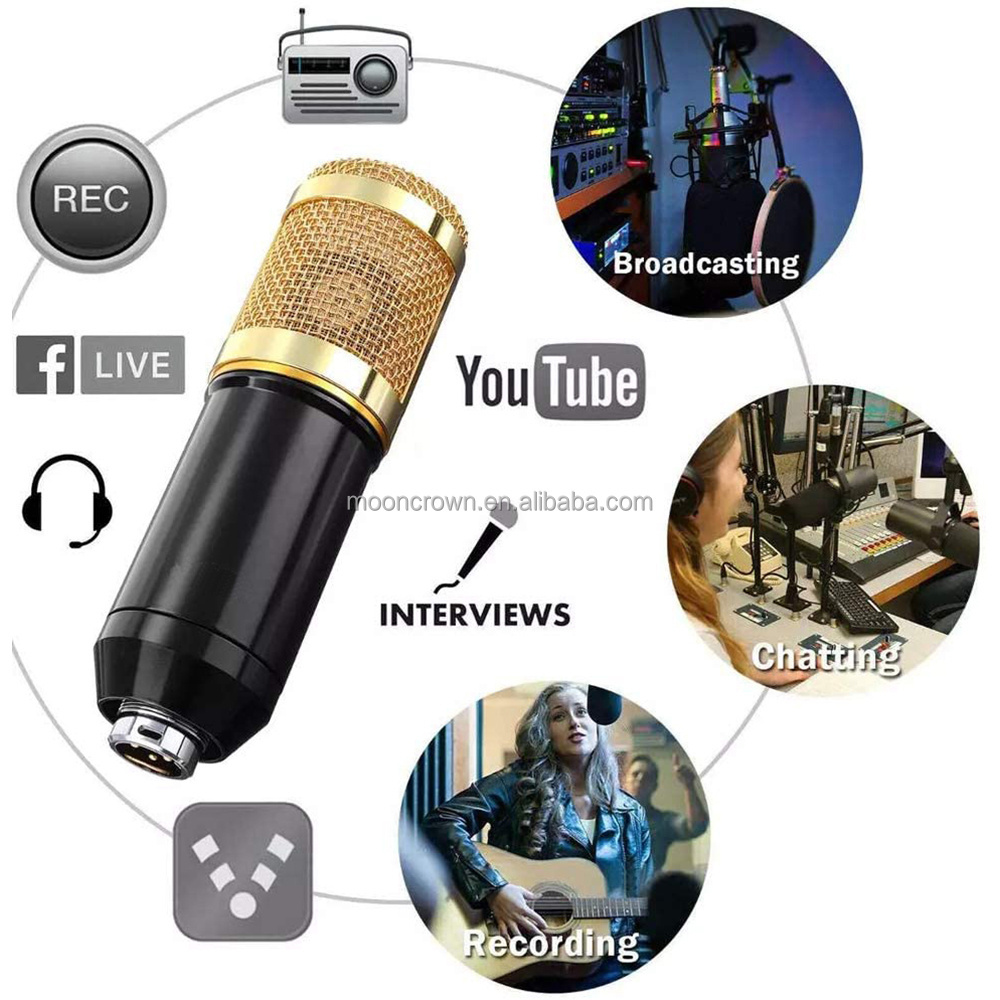 Professional bm 800 studio recording micfone condenser mic External USB V8 Sound Card bm800 microphone Set for karaoke live