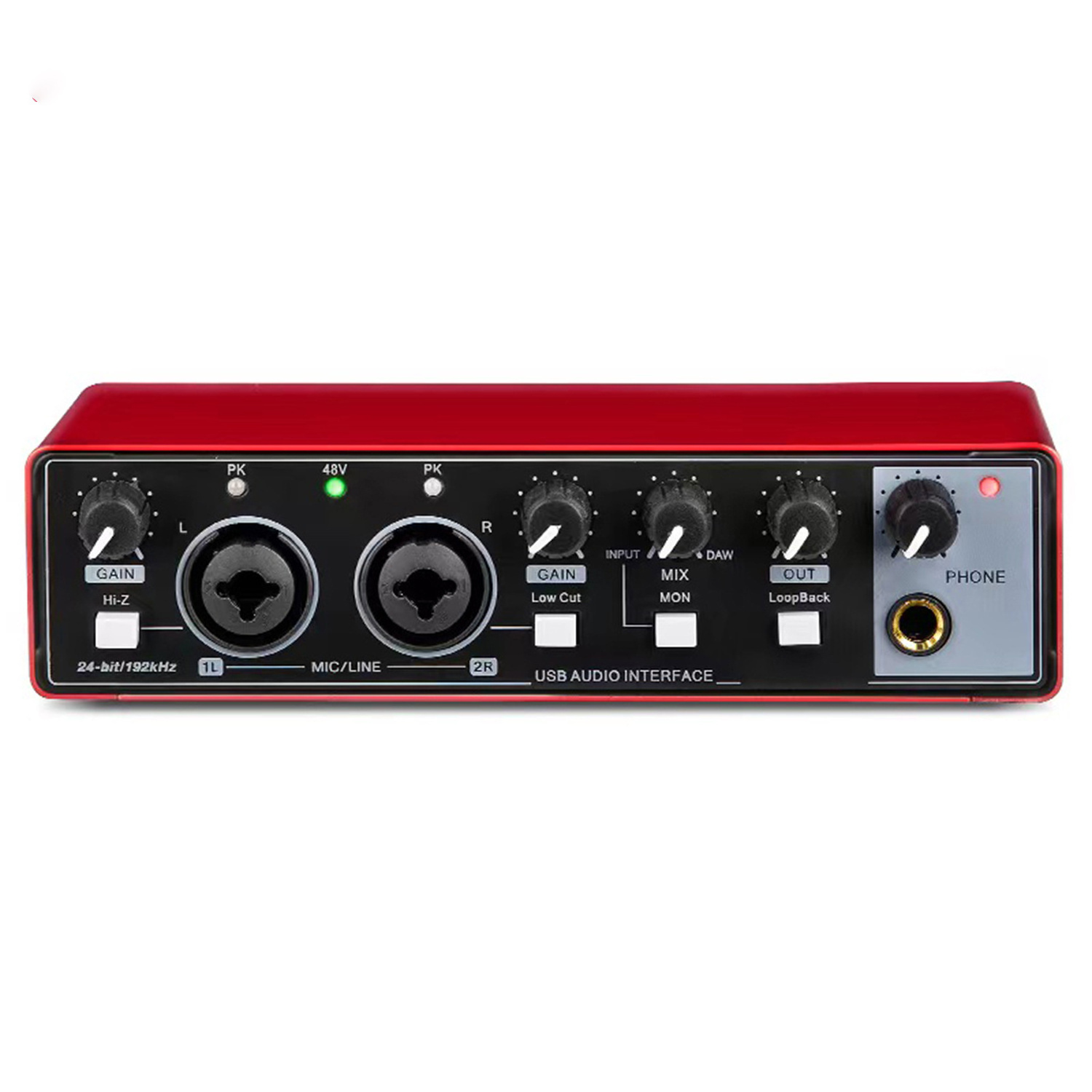 MD22 Professional  recording Studio Mixing Console Podcast 2 Channels 24Bit 192Hkz Audio Interface USB sound card for  Recording