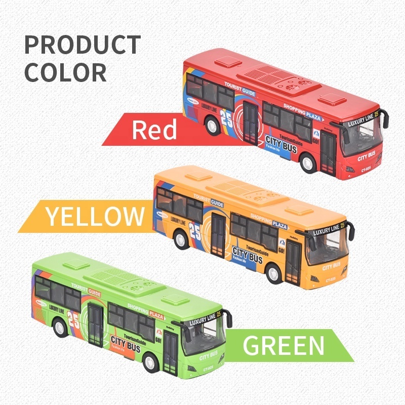 Simulated Sound Alloy Mini Bus Toy 1/32 Scale Urban Traffic Sightseeing Bus Diecast Models Pull Back Bus Toys for Kids