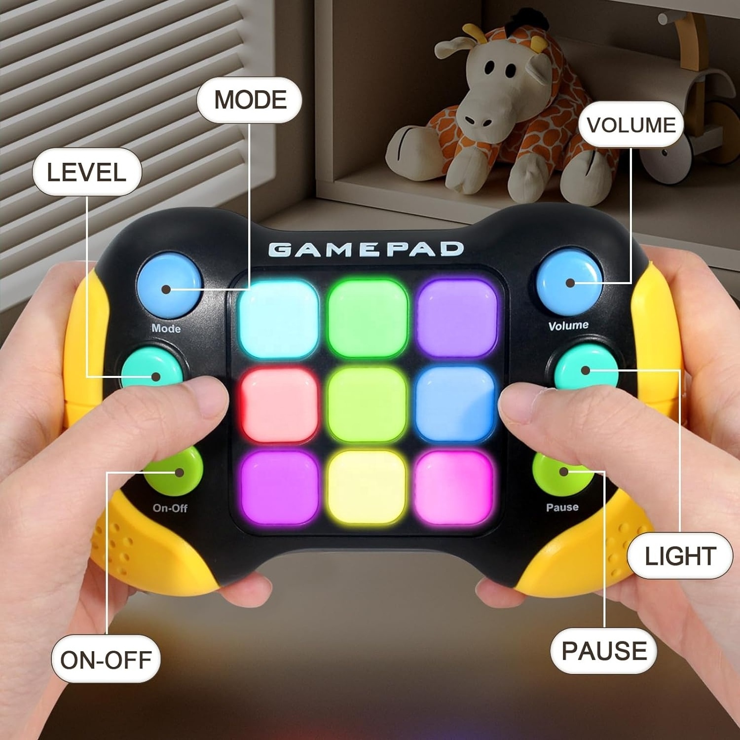 Fun Interactive Toy Quick Push Pop it Game Light Up Handheld Fast Push Bubble Game Machine Educational Toys for Kids