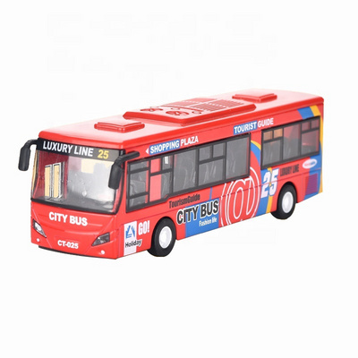 Simulated Sound Alloy Mini Bus Toy 1/32 Scale Urban Traffic Sightseeing Bus Diecast Models Pull Back Bus Toys for Kids