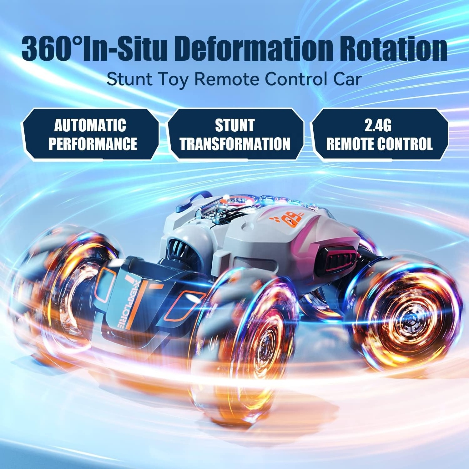 Stunt RC Car 4WD 2.4Ghz Spray Remote Control Toy Car Double Sided Driving RC Twist Car with Lights Music