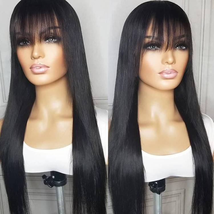 50 Inch Long 13X4 13X6 Invisible Lace Front Wigs Human Hair Mongolian Straight Thin Hd Lace Wig With Bangs