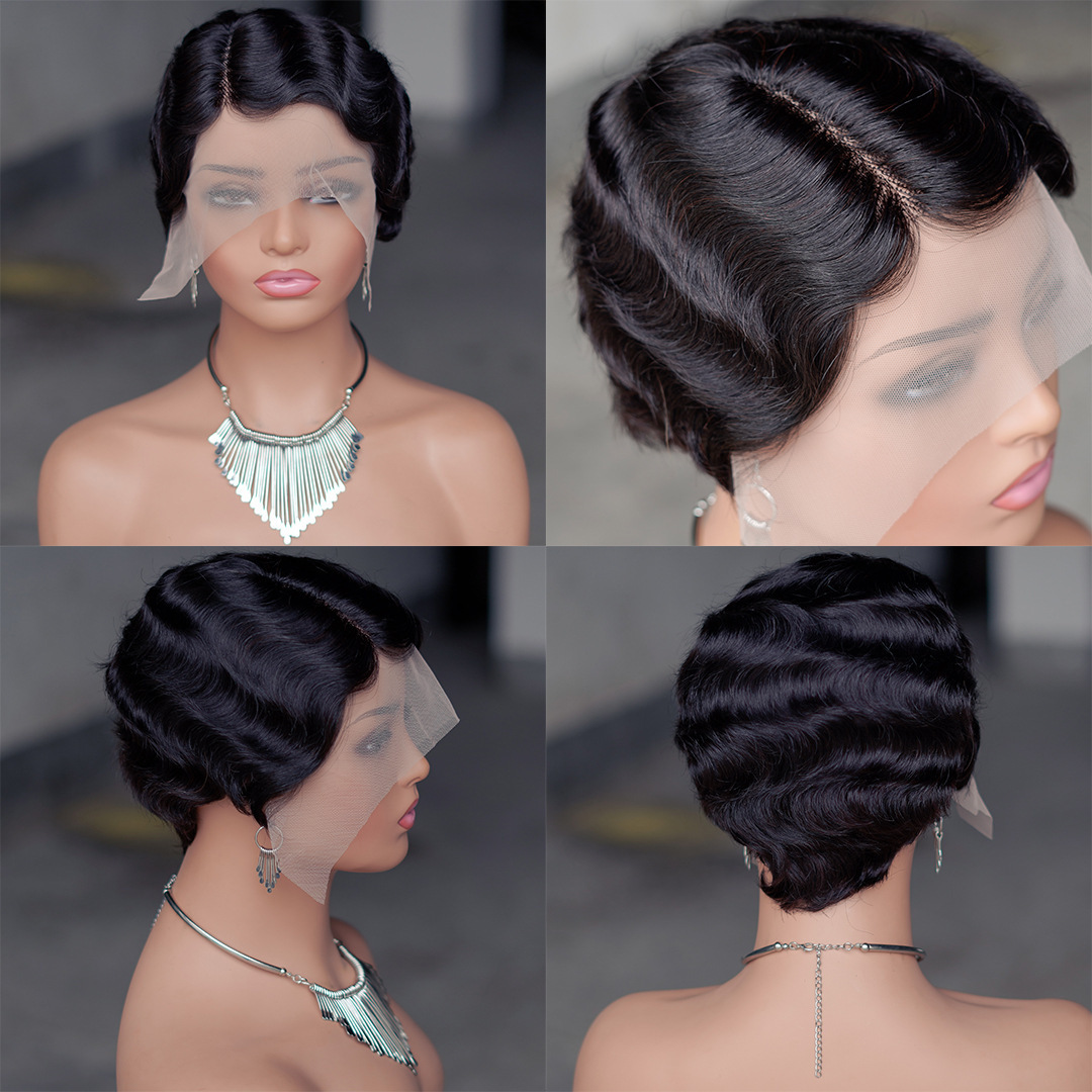 Cuticles Aligned Short Pixie Cut Wig Short Straight Wig 180% 250% T Part Lace Front Human Hair Wigs For Black Women