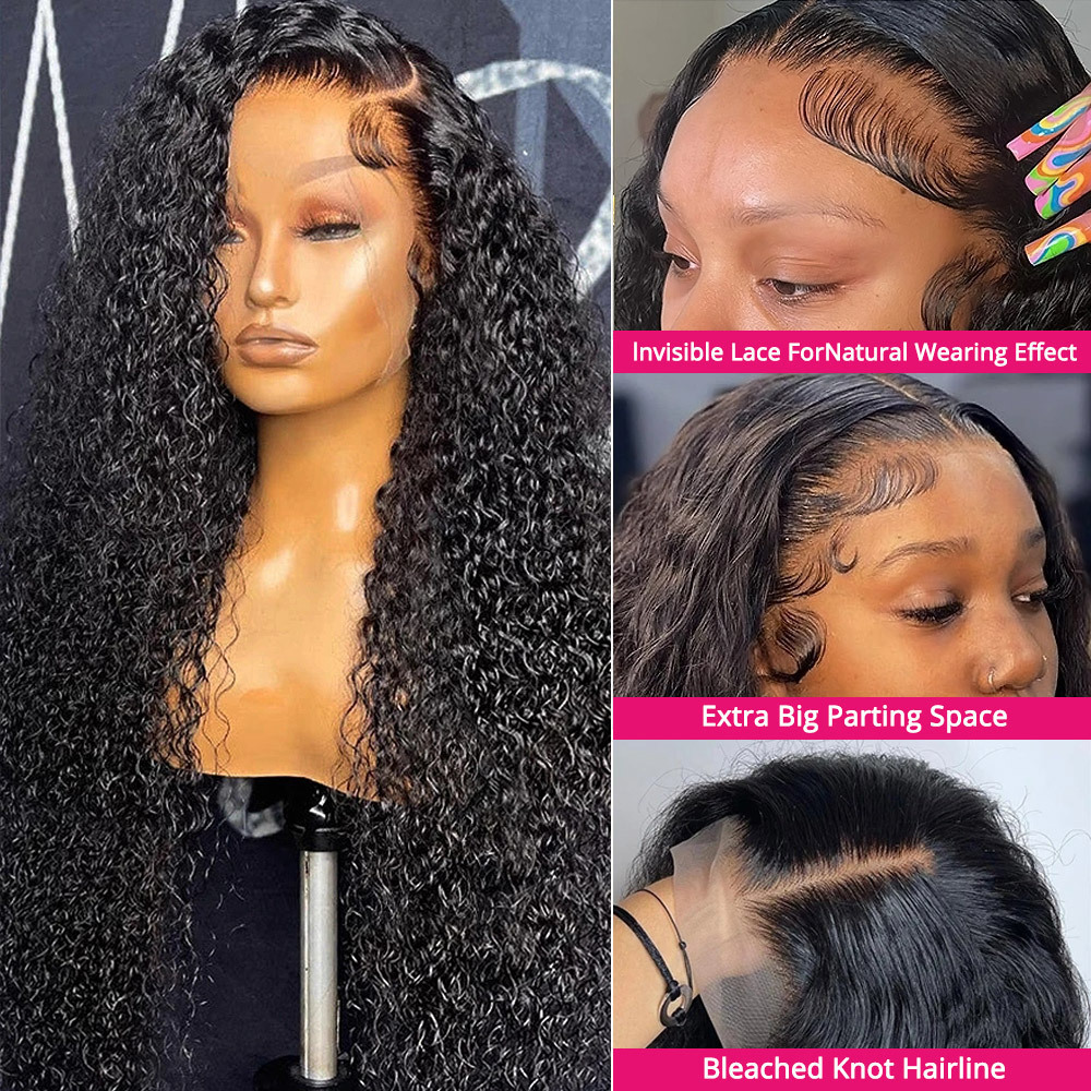 Brazilian Virgin Raw Human Hair Wigs Pre Plucked Transparent Lace Front Afro Kinky Curly Wig Bleached Knots Hd Lace Frontal Wig