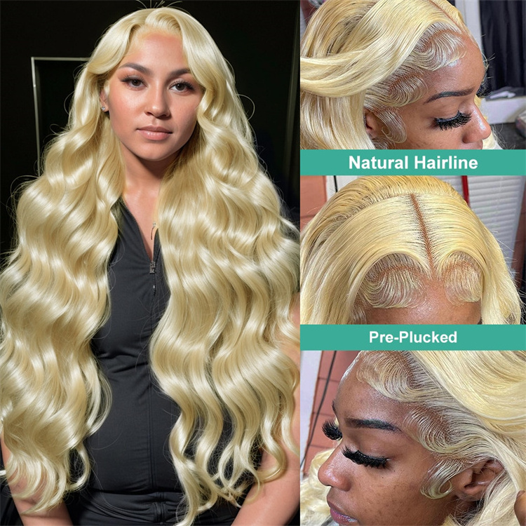 180% Density Raw Virgin Brazilian Peruvian Hair 13X6 613 Blonde Body Wave HD Transparent Lace Frontal Human Hair Wigs For Sale